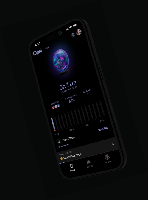 Opal app shown on a phone