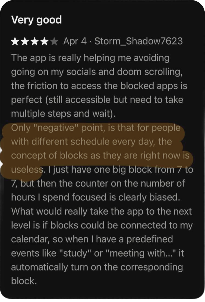 Original app review excerpt