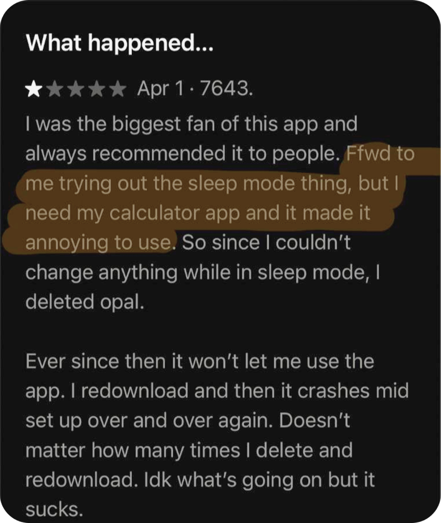 Original app review excerpt